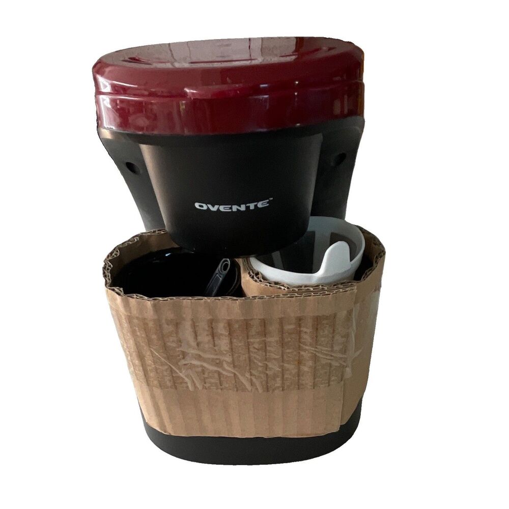 OVENTE 2-Cup Filter Coffee Maker Red/Black Reusable Filter w/ Scoop